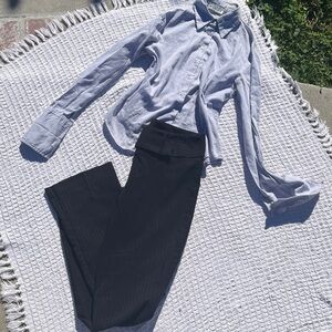 Tailor New York Elegant black pinstriped Dress pants sz8 w/ Merona button up